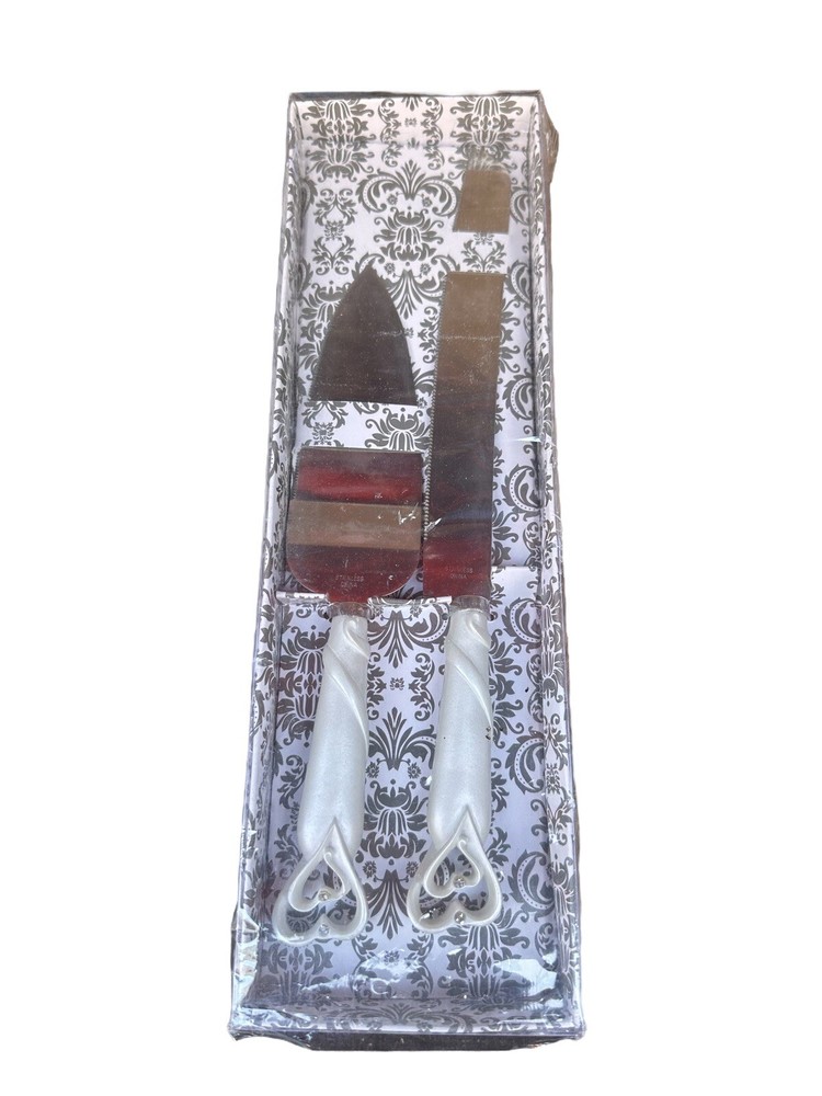 2pc. Hearts Serrated Knife & Cake/Pie Server Wedding Gift Home NWT