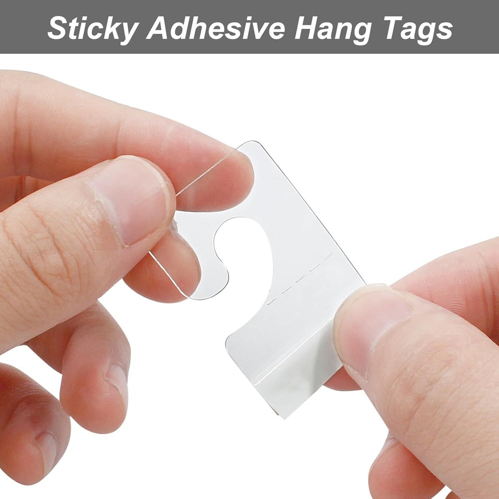 300Pcs Clear Plastic Self Adhesive Hang Tags J-Hook Tags Hanging Folder Tabs