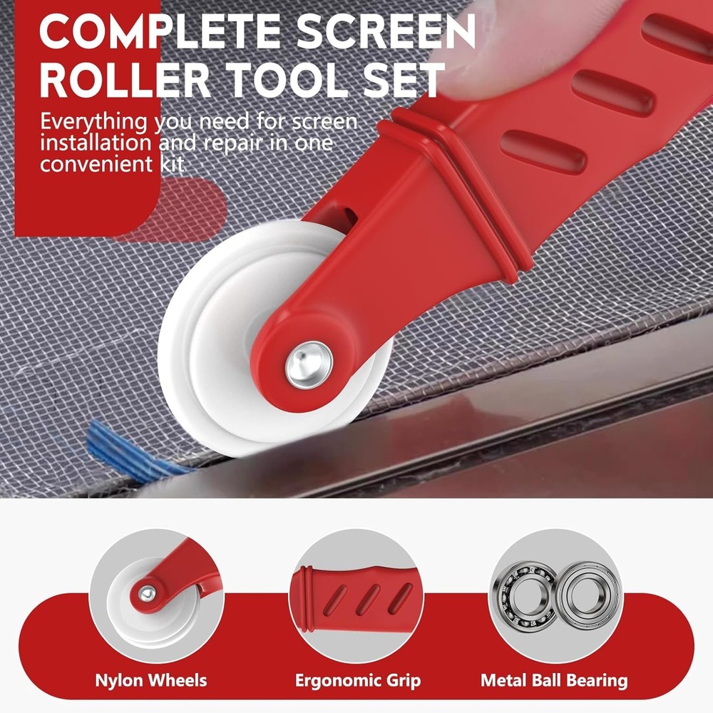 Window Screen Roller Tool Set with Spline Removal Hook 2-Piece Screen