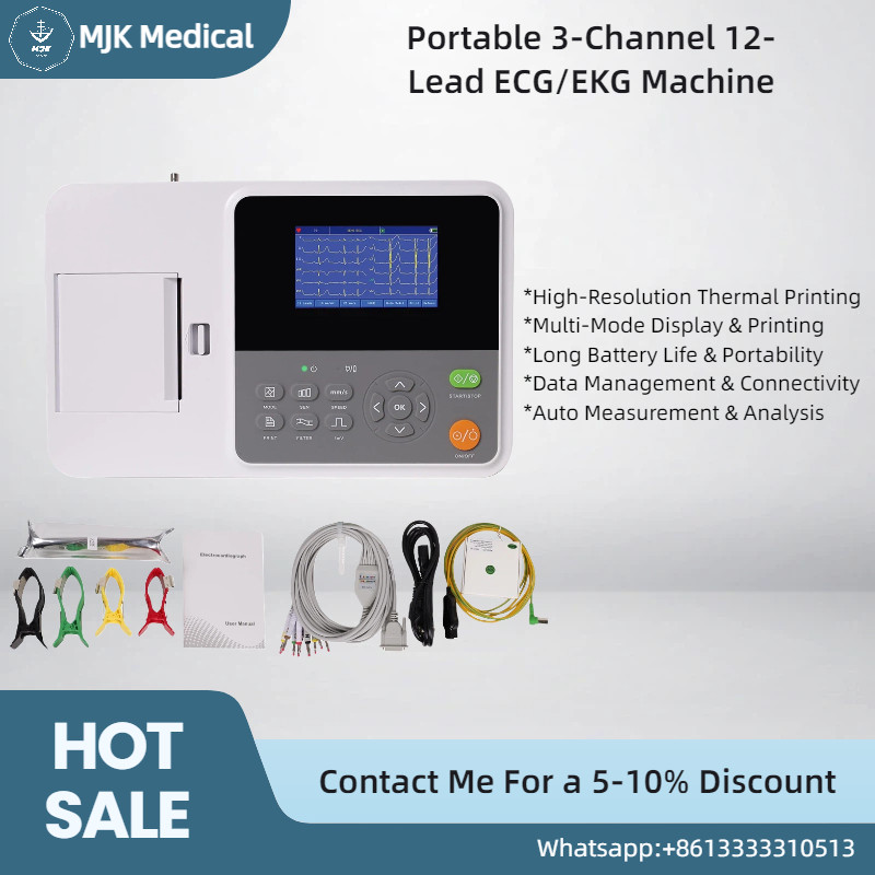 CONTEC E3 Portable 3-Channel 12-Lead ECG/EKG Machine with Printer + PC Software
