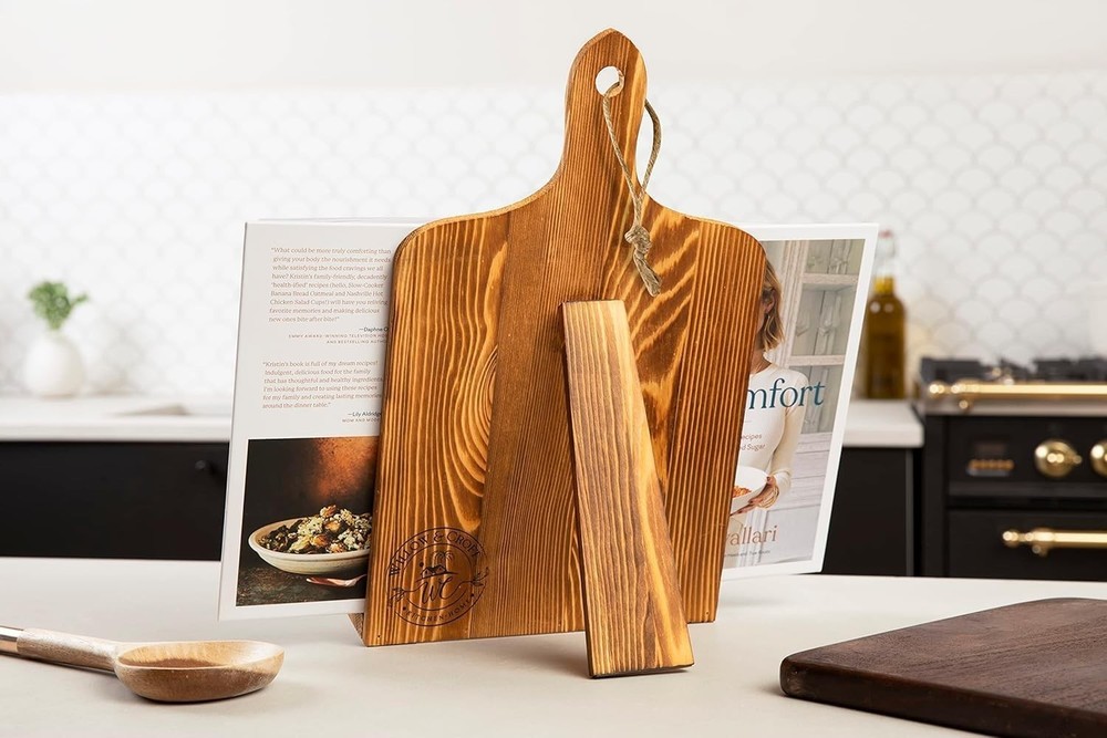 Compact Cookbook Stand with Adjustable Angle - Rustic Kitchen Essential