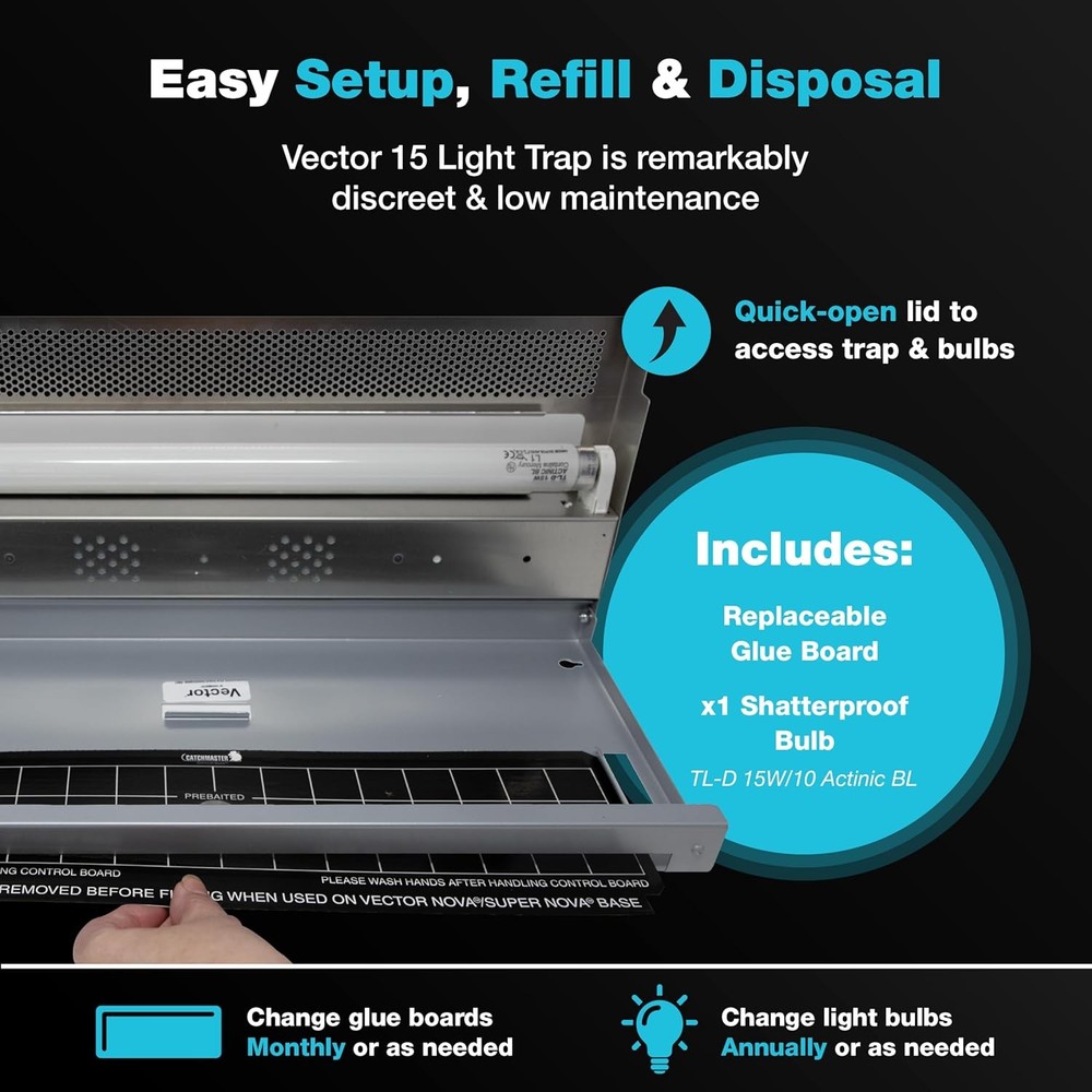 Catchmaster Vector 15 Silver UV Fly Trap, 800 sq ft Coverage, Indoor Insect Kill