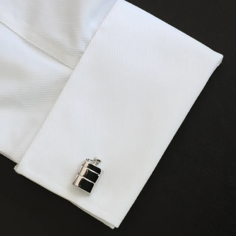 Hip Flask Cufflinks Silver Tone Gift Boxed