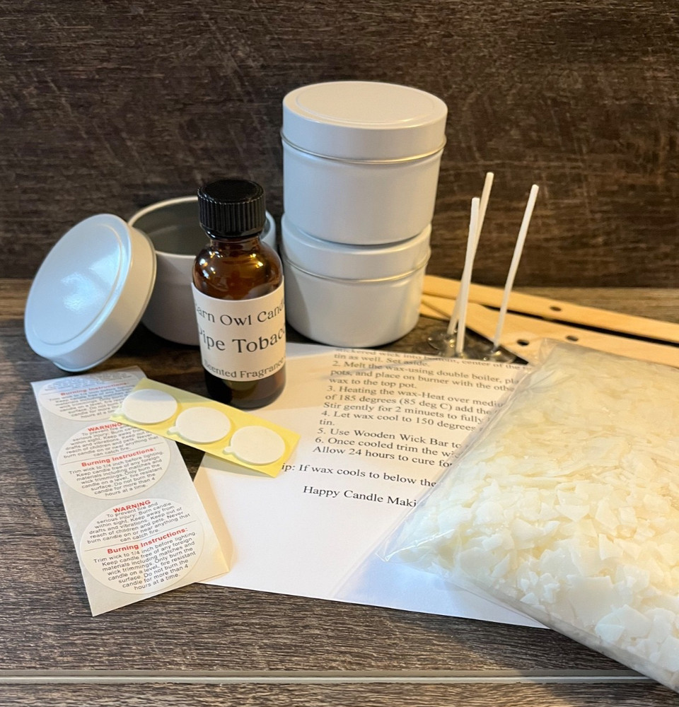 DIY Candle Making Kit, Beginner Friendly, Pipe Tobacco,, everything included