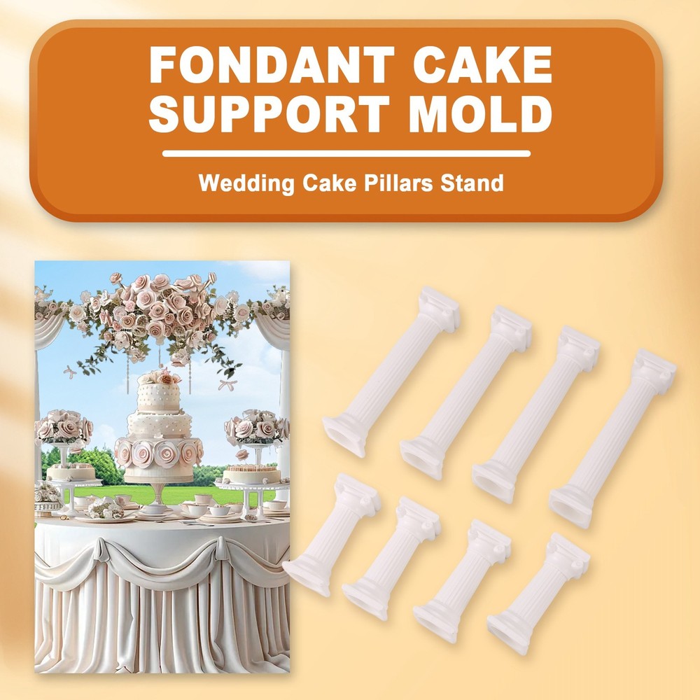 8Pcs/Set White Small+ Plastic Cake Pillars,Wedding Cake Pillars Stand2516