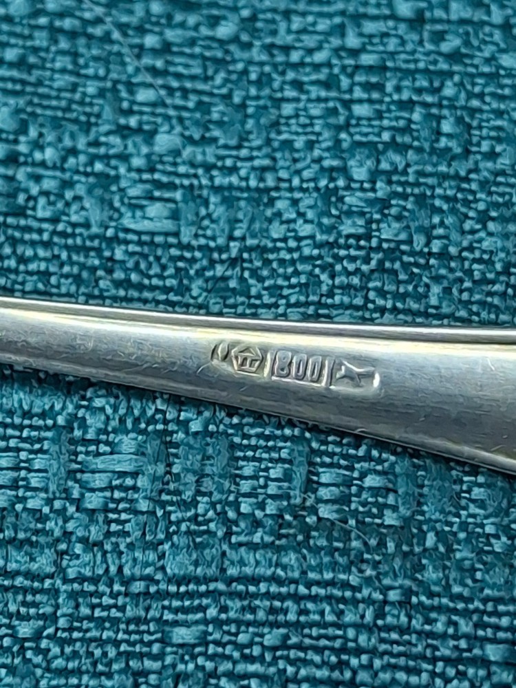 Antique German .800 Solid Silver Spoon - Crescent & Crown Hallmarks - 4.5" 12g