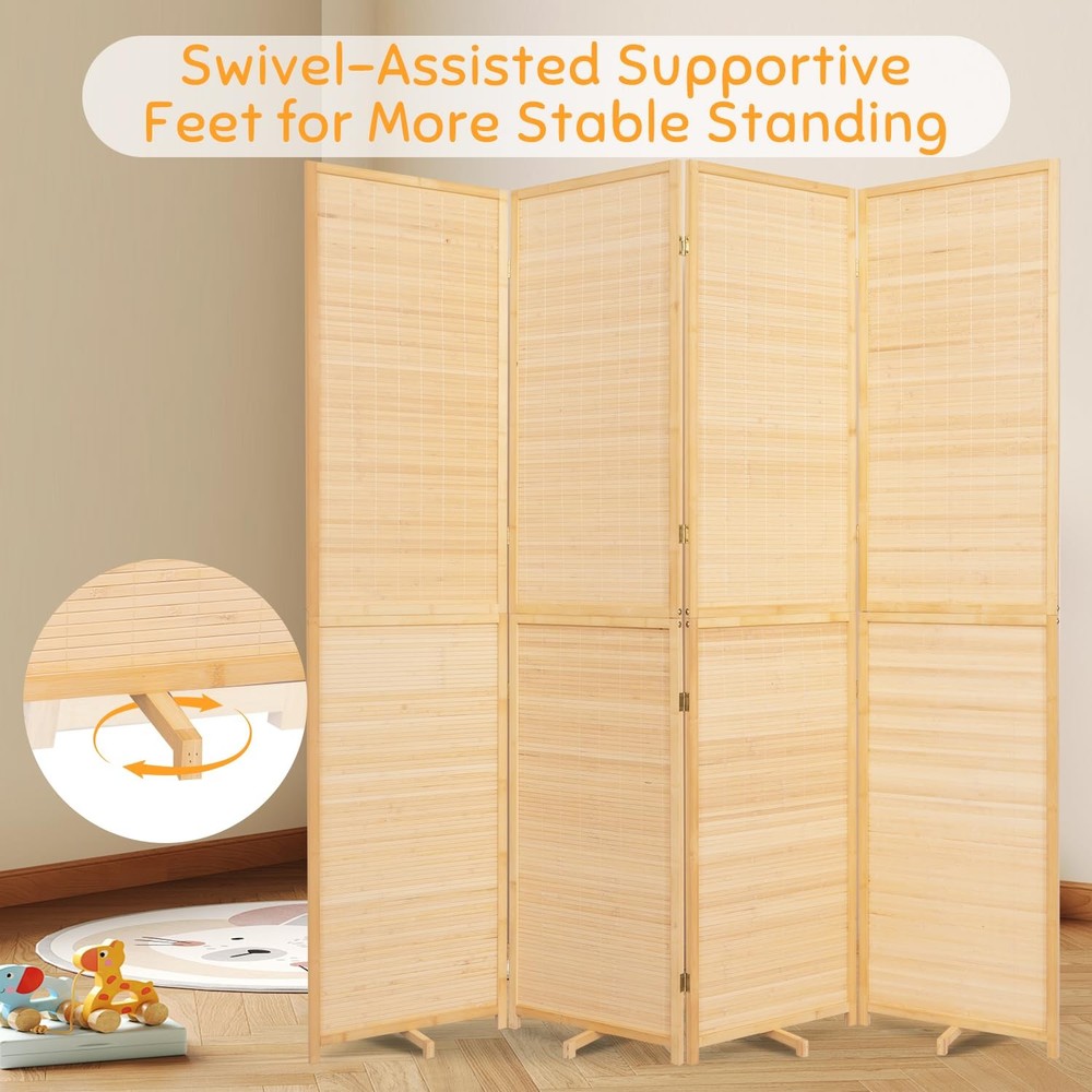 Bamboo Folding Room Divider Privacy Screen 4 Panel
