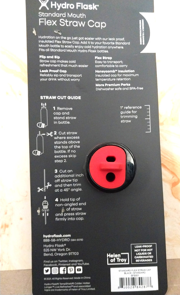 Hydro Flask Standard Mouth Flex Straw Cap & Two Replacement Straws