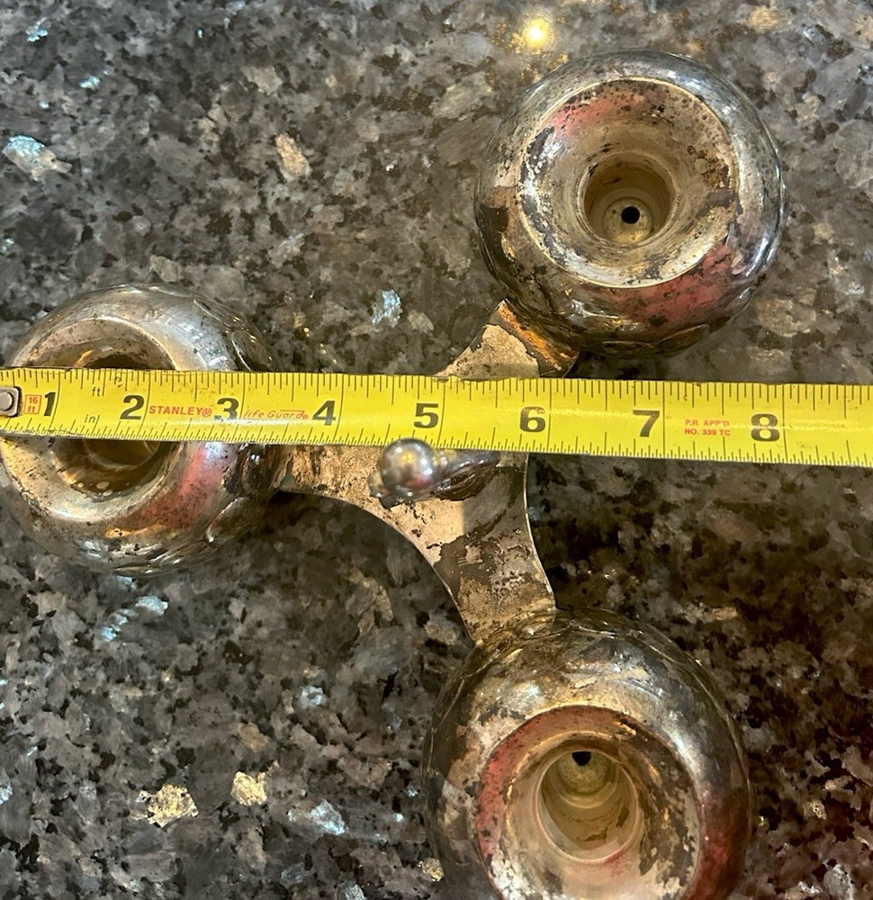 Vintage silver-plated three-part candelabra