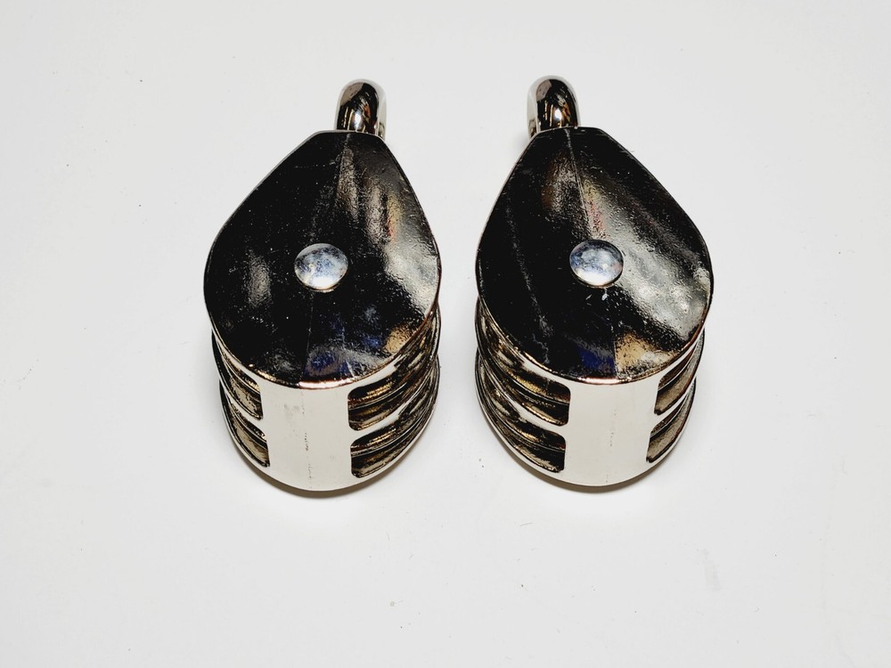 Double Pulley Fixed Eye Nickel Plate 2" 2pk
