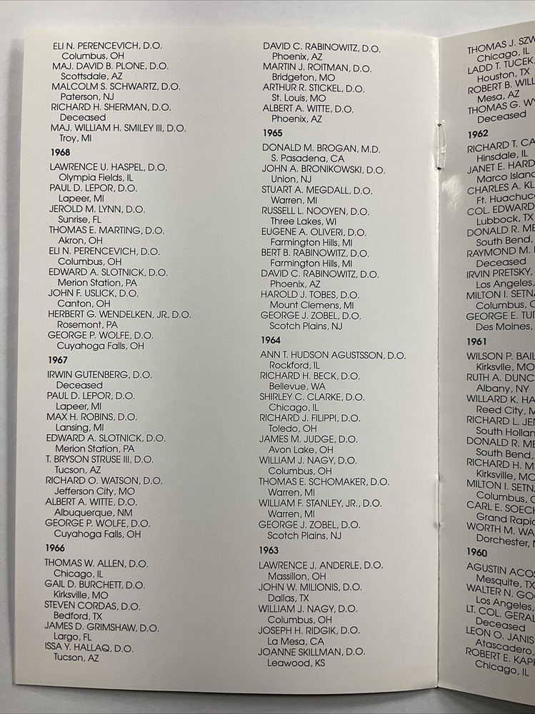 1991 National Osteopathic Foundation Mead Johnson Awards Breakfast Program Menu