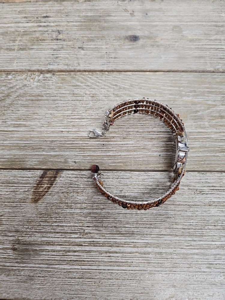 Peyote Bird Brown Beaded Cuff Watch Needs Battery
