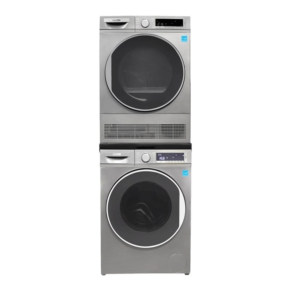 Pemberly Row Stackable Washer 2.2 cf 110 V Dryer 4 Cf 220V with Stacking Shelf