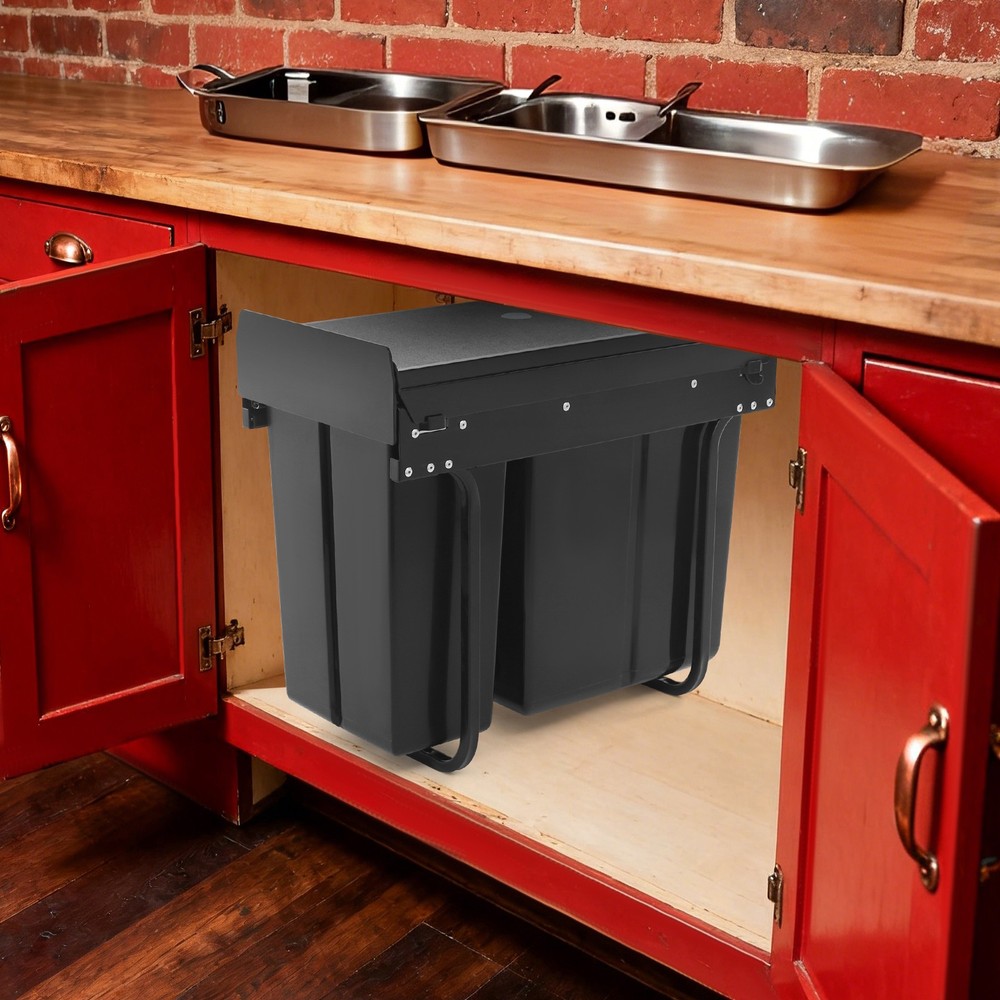 Pull Out Under Cabinet Trash Can 10L + 20L Kitchen Cabinet Garbage Can