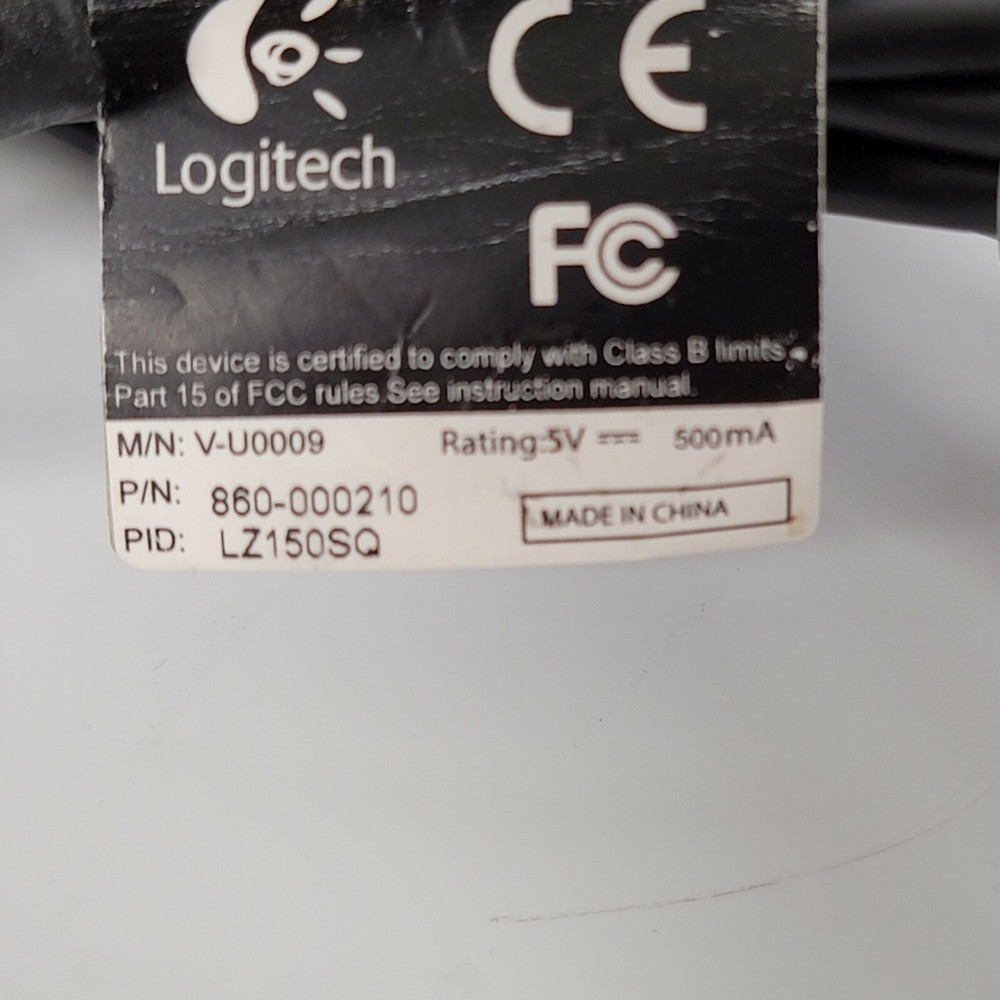 Logitech Pro 2000 V-U0009 Black USB Wired WebCam Skype Zoom - Tested