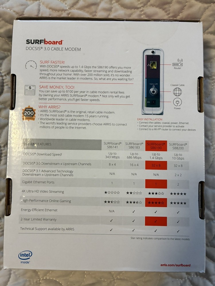 ARRIS SURFboard DOCSIS 3.0 Cable Modem SB6190