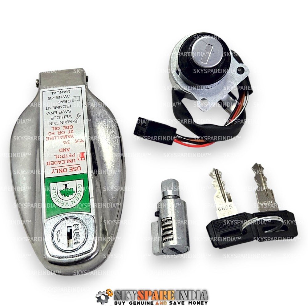 Fuel Tank Cap Ignition Switch Steering Lock Set Compatible With Yamaha RX 100