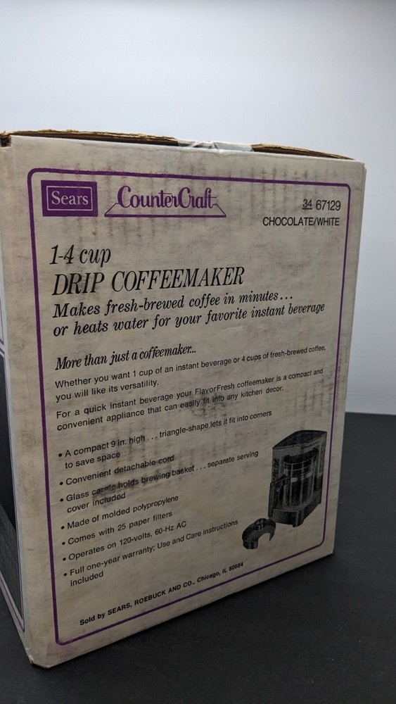 Vintage 1978 Sears Coffee Maker 1-4 Cup Drip NEW