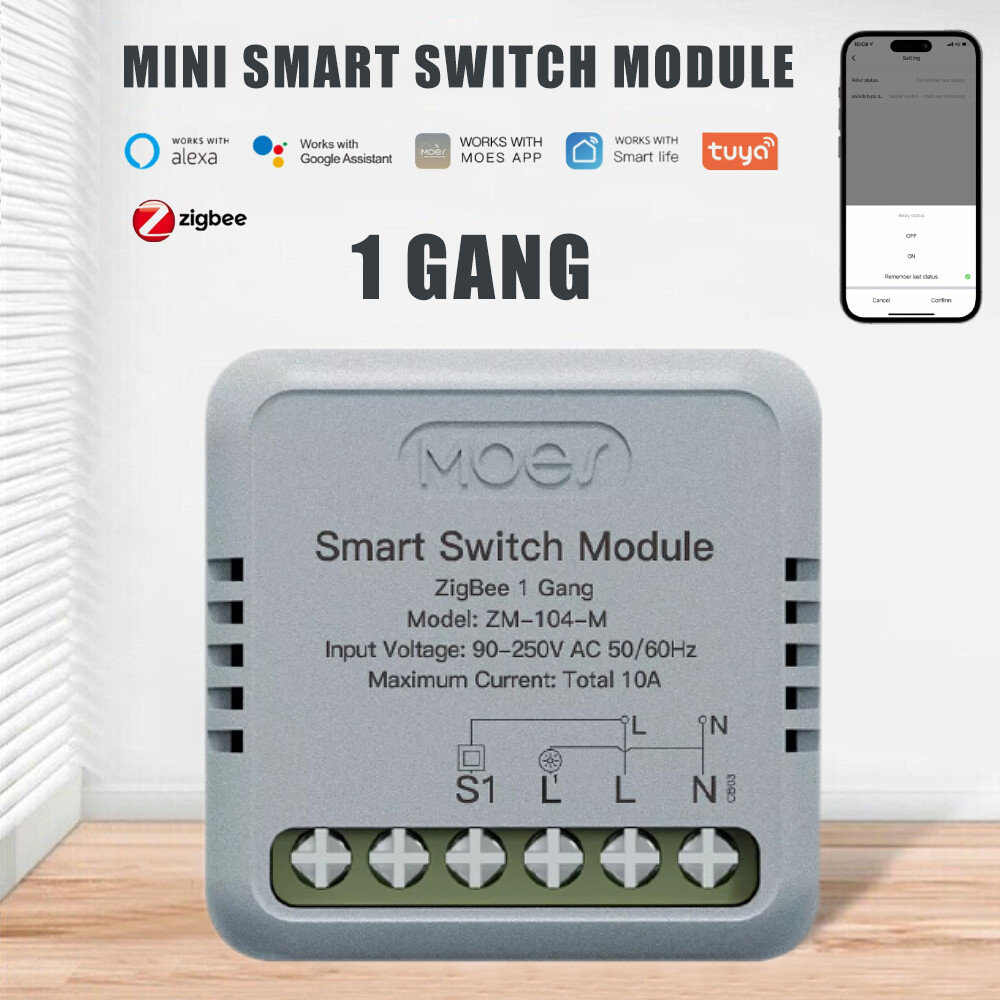 MOES ZigBee Mini Smart Light Switch Module 3-Way Alexa Google APP Remote Timer
