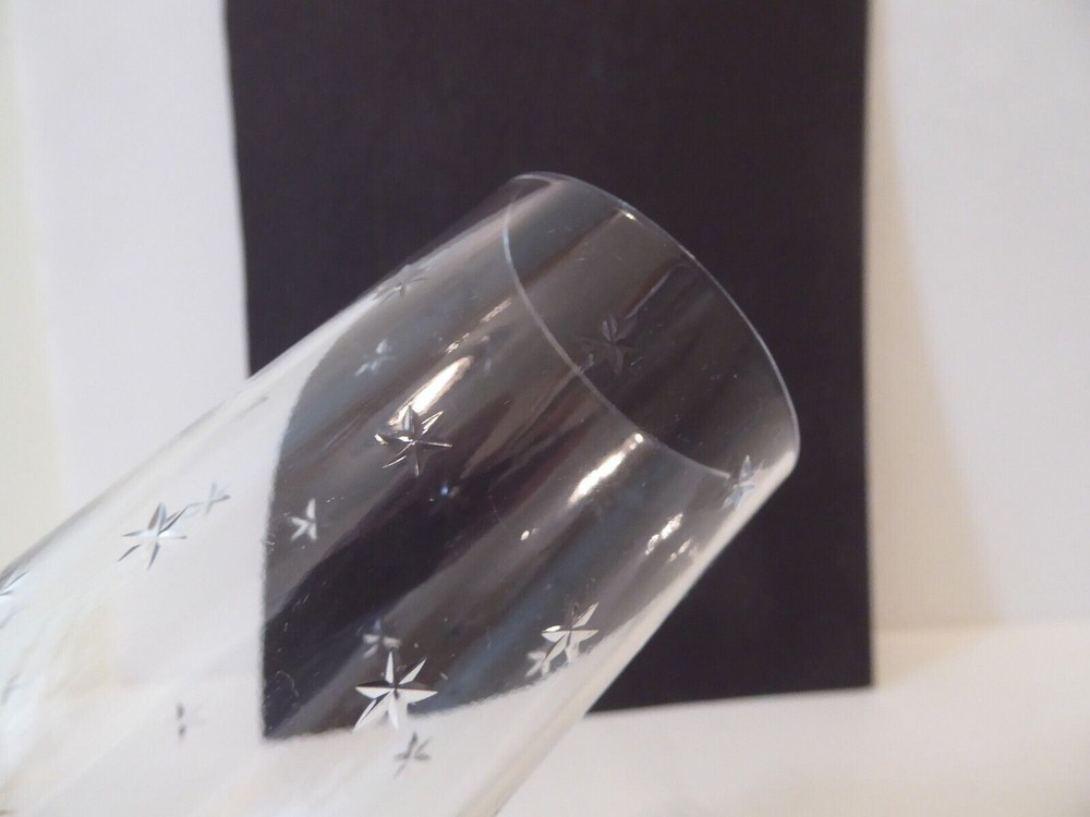 Crystal Vase 8” with Weighted Bottom, Engraved Star Pattern, Elegant (S2