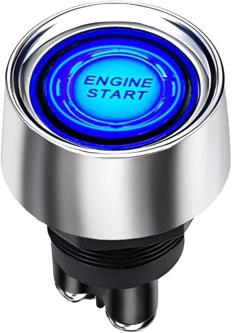 Start Switch 12v DC 50A Car Start Engine Button Stater， Push Button Light Blue