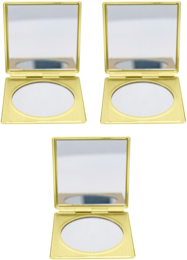 Set of 3 Large Square Grooved Pattern Double Sided Compact Mirrors