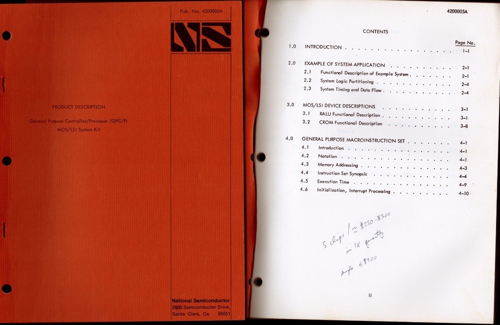 (3) docs 1972 National Semiconductor GPC/P Product Description Intro Ralu Flags