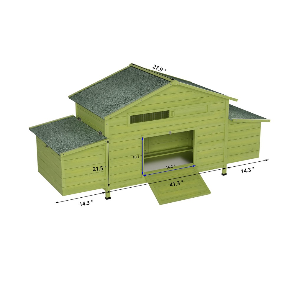 11.12 ft² Wooden Chicken Coop 2 Free-Range Doors 2 Nesting Boxes & Perch