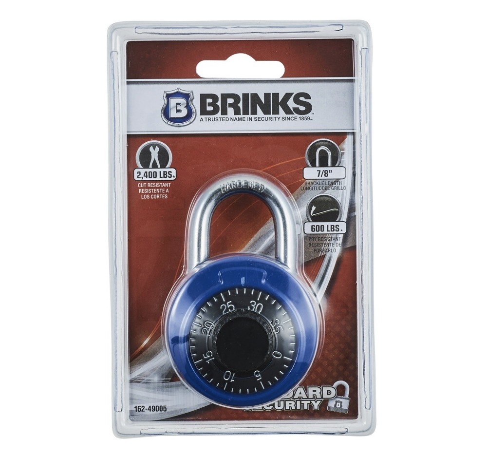 BRINKS 48mm Combination Lock Padlock 7/8 inch Standard Security • Blue