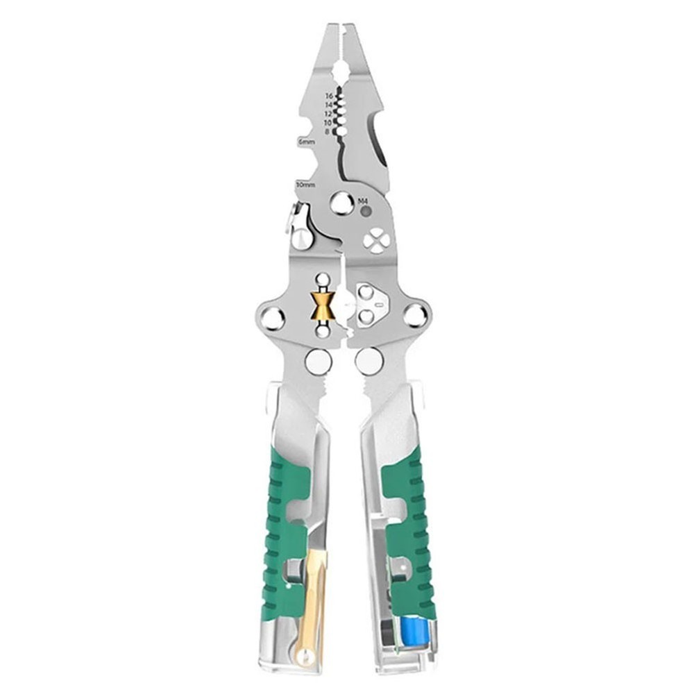 Compact Foldable Wire Stripper Pliers with Crimping Cutting and Voltage Testing
