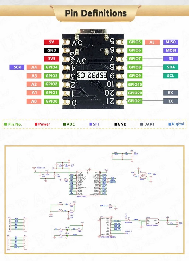 ESP32-C3 Super Mini Development Board | WiFi + Bluetooth 5.0 Type-C USB