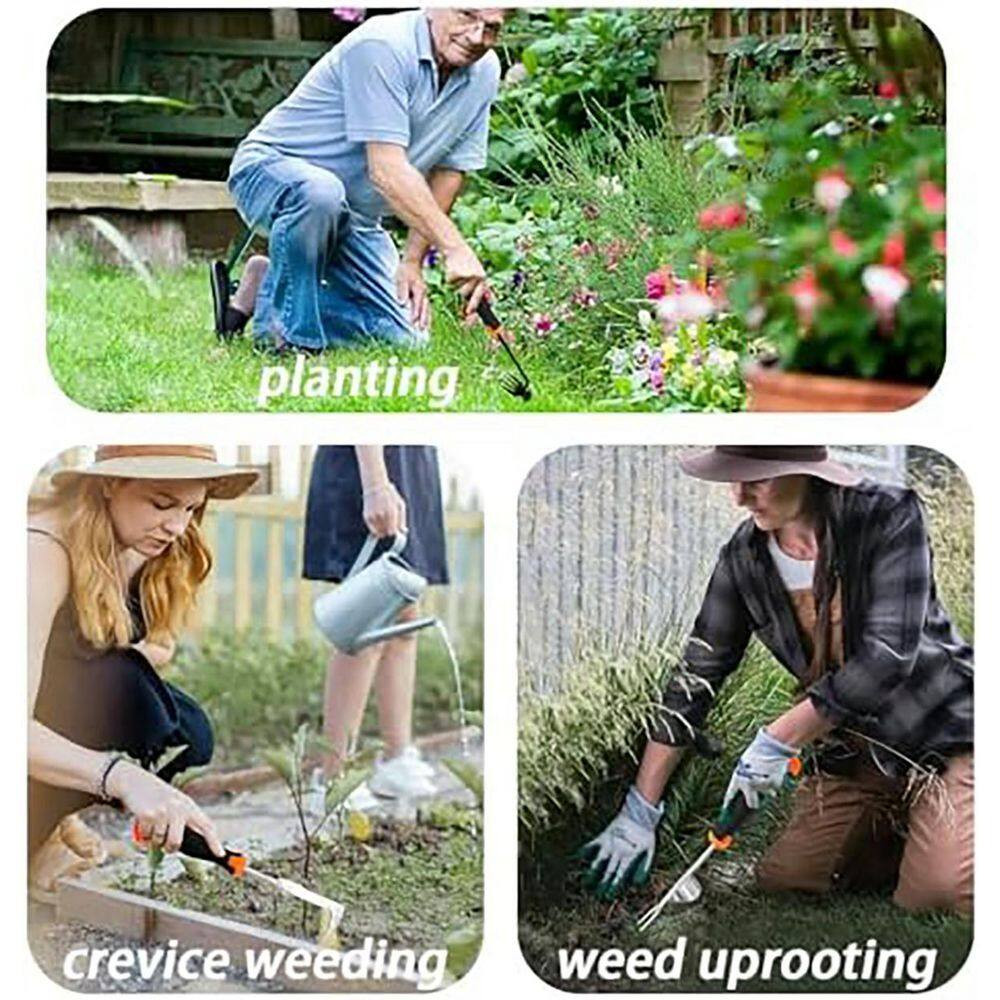 12.8 In. Weeder Set with V Shape, 4 Teeth, L Shape Crack Weeding Tools Stainless