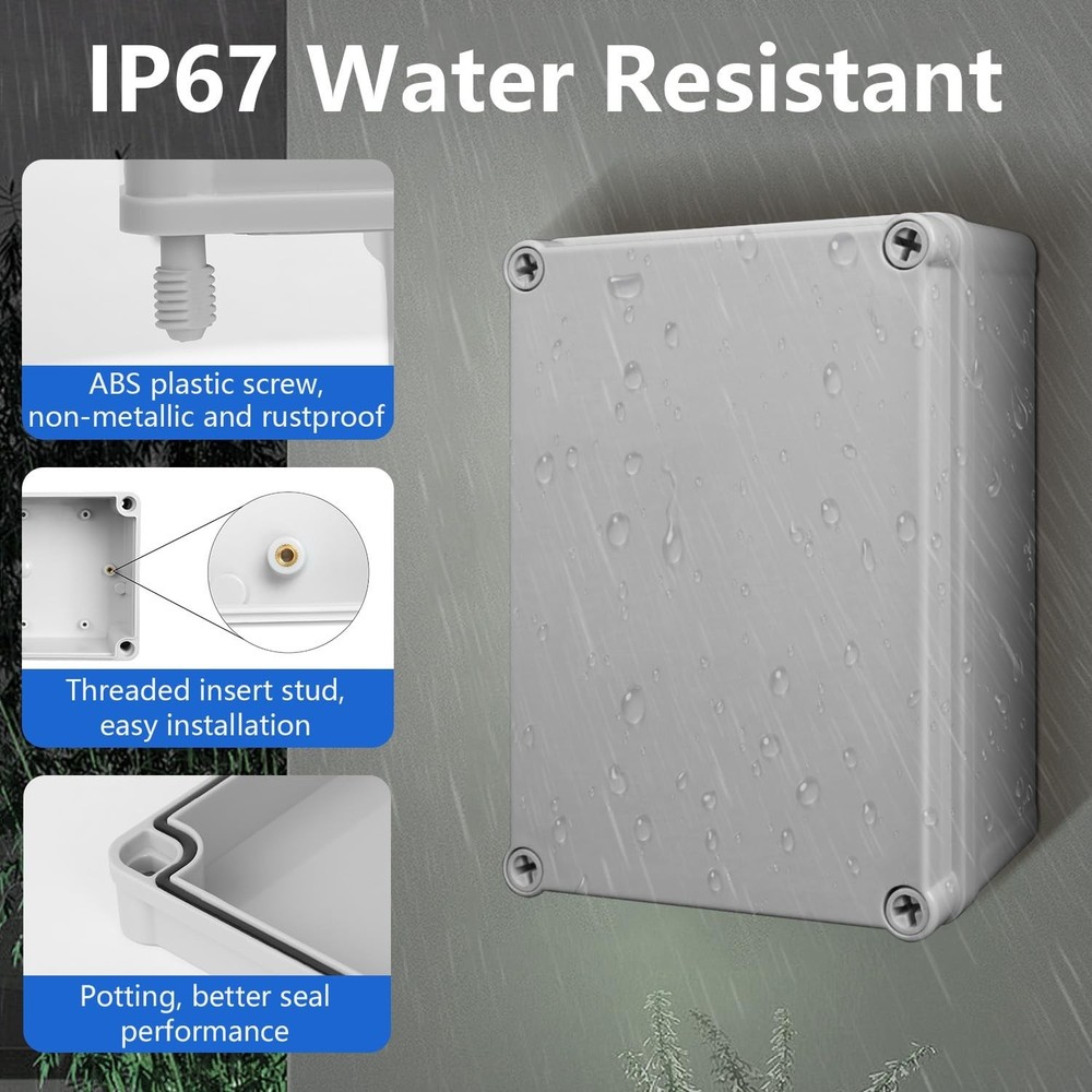 Compact Gray ABS Plastic Junction Box with Rating - Ideal for DIY Projects
