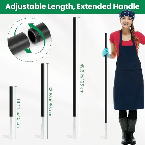 49.2” Long Handle Crack Weeder, 3 Adjustable Length Crevice Weeding Tool Silver