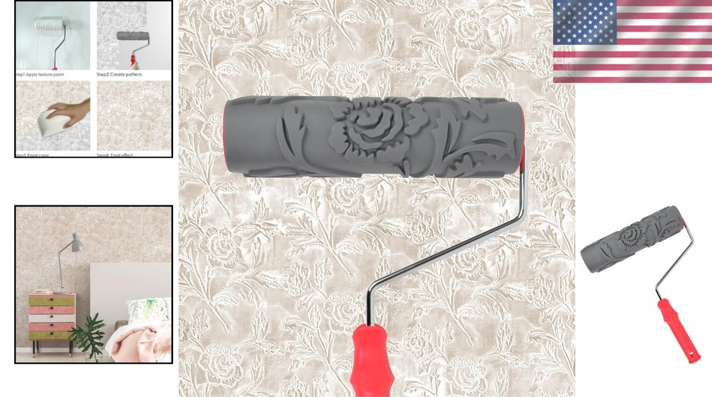 Decorative 10" Rubber Paint Roller for Walls - Classic Brick Texture Embossing