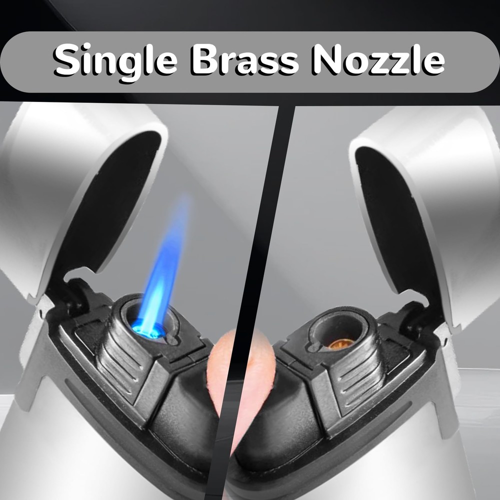 2 Pack Butane Torch Lighter Single Jet Flame Refillable Adjustable Mini Pocket