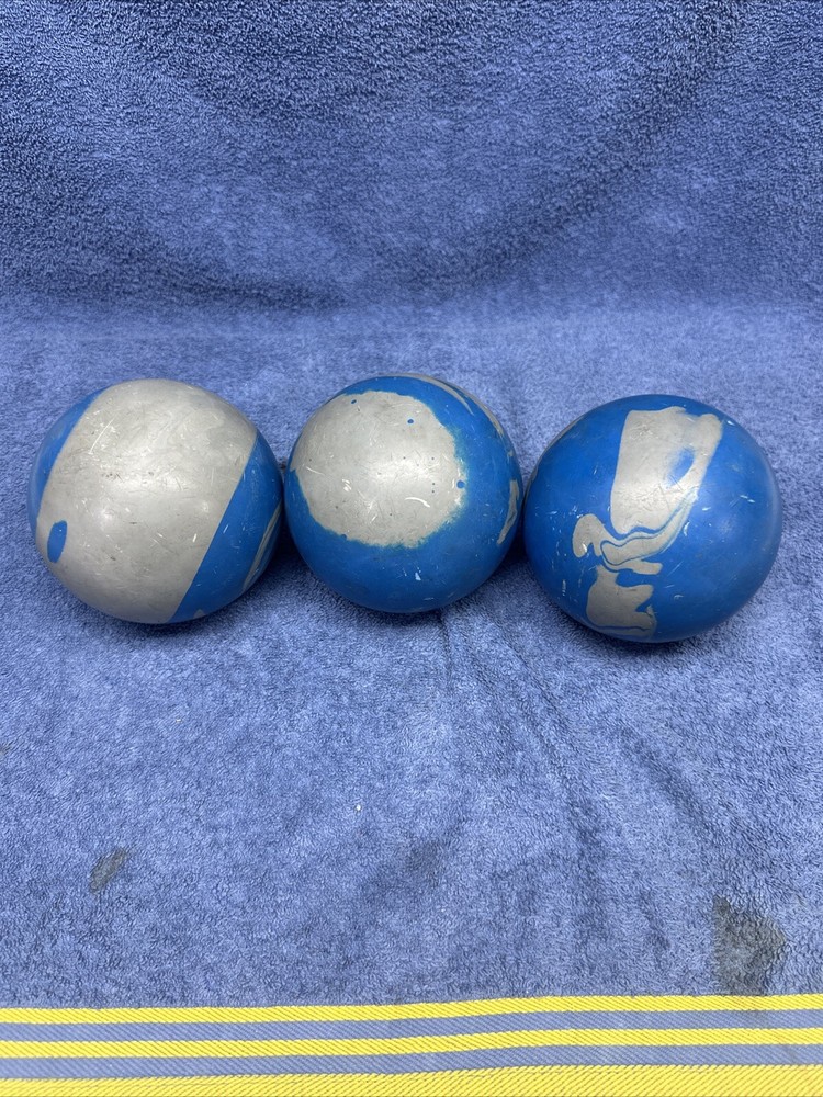 THREE PARAMOUNT DUCKPIN BALLS DUCK PIN BALL BLUE GREY