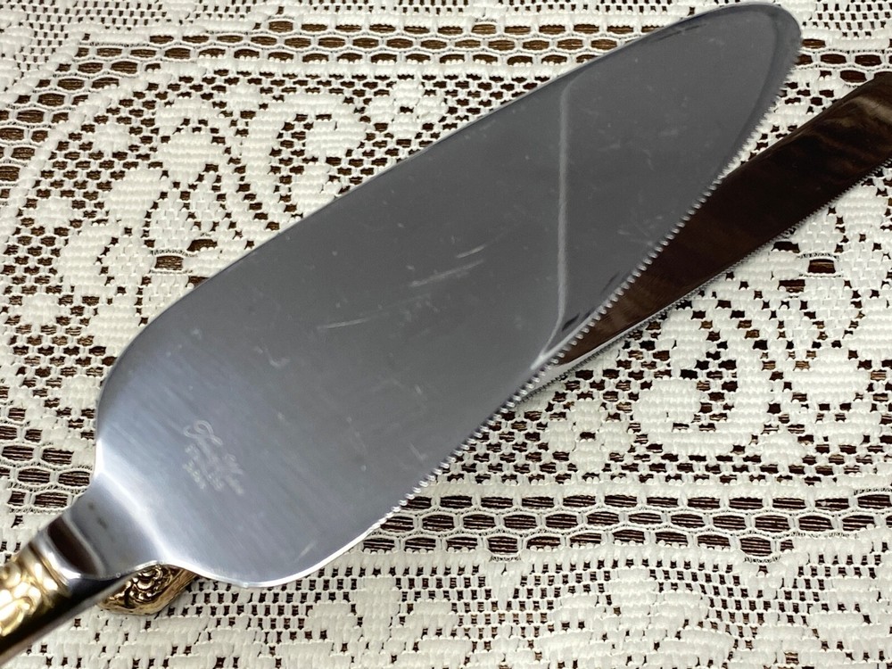 Treasure Masters stainless steel JAPAN cake knife server set rose pattern
