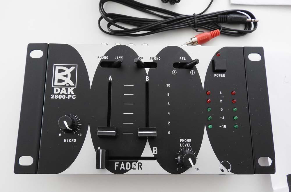 DAK 2800-PC Interface Stereo DJ Mixer 2Phono/Line Input PC Amp Out Headphone
