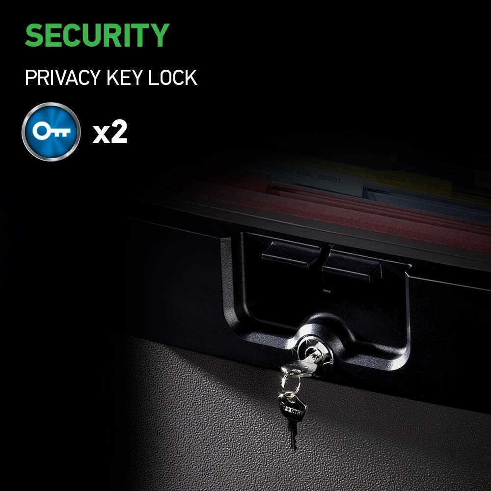 Black Fireproof and Waterproof Safe, File Folder and Document with Key Lock, ...