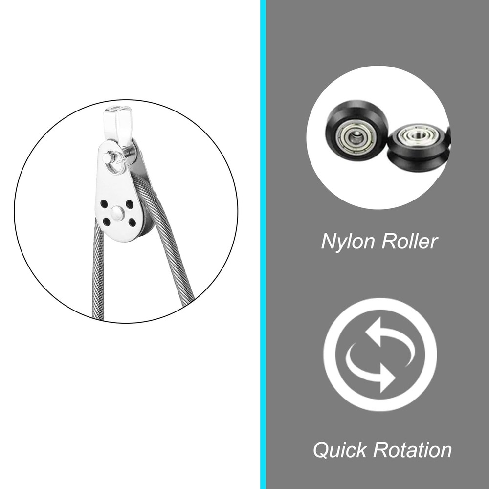 2 PCS Durable Stainless Rope Pulley Loading Nylon Roller, Block Snatch Single