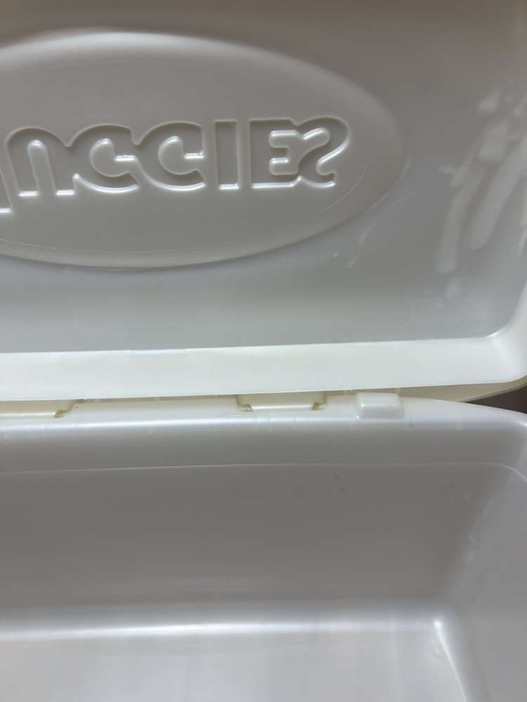 VTG Huggies Baby Wipes Hard Case White Empty Refillable Container