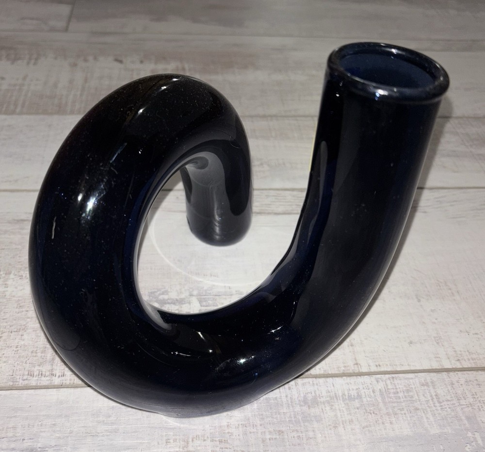 Threshold Modern Glass Vase Loop - Dark Blue - 6” Height - NEW
