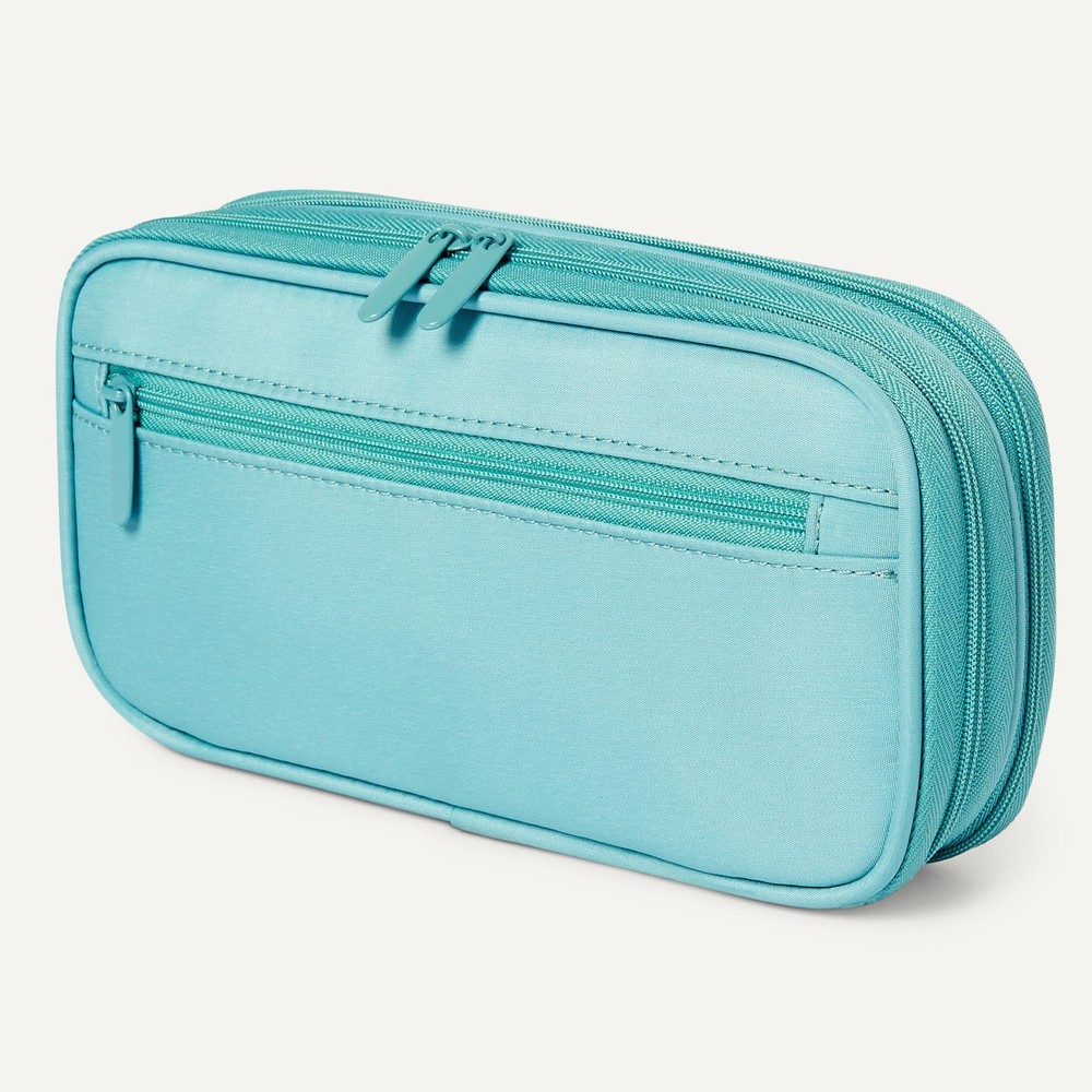 Large capacity pencil cases cyan mild