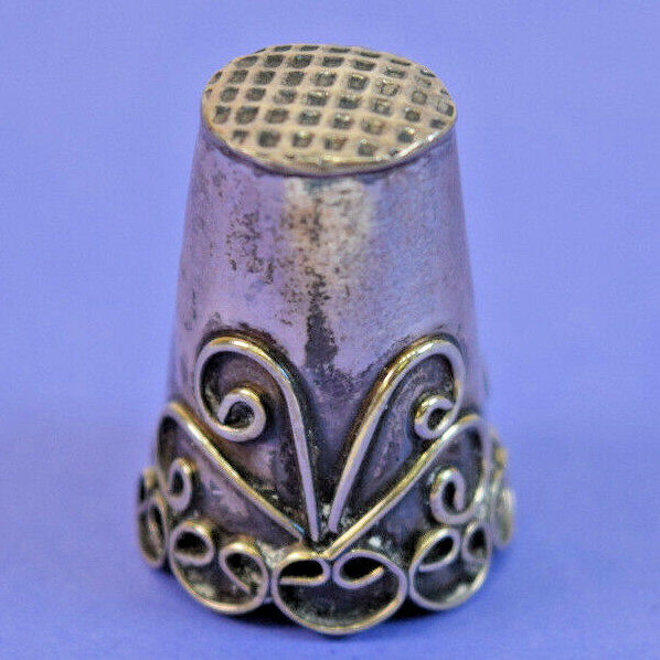 Vintage Ornate 925 Mexico Silver Thimble