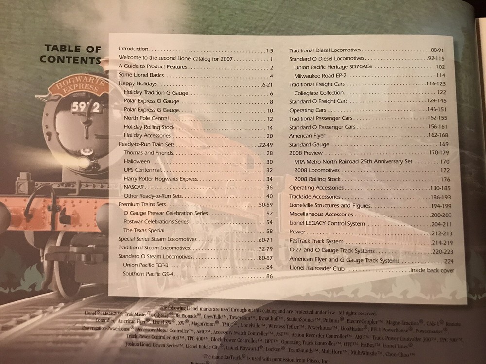 Lionel 2007 Train Catalog Volume 2 Harry Potter