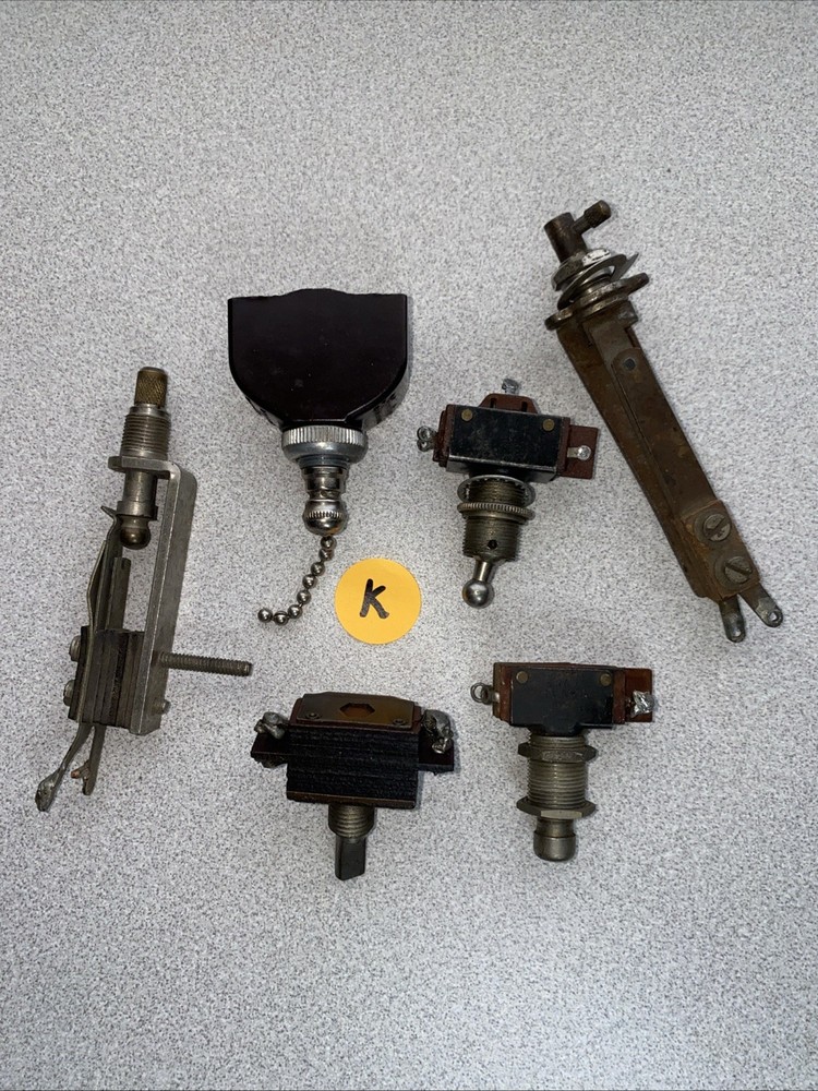 6 MISC VTG Switches Toggle, push button, pull chain, twist /push-pull on/off