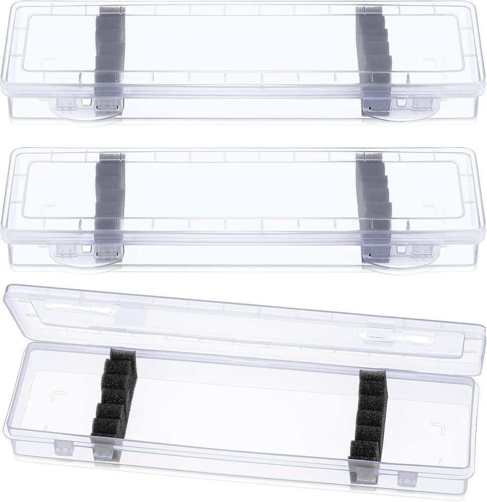 3 Pcs Paint Brush Storage Containers with Foam Inserts, Black