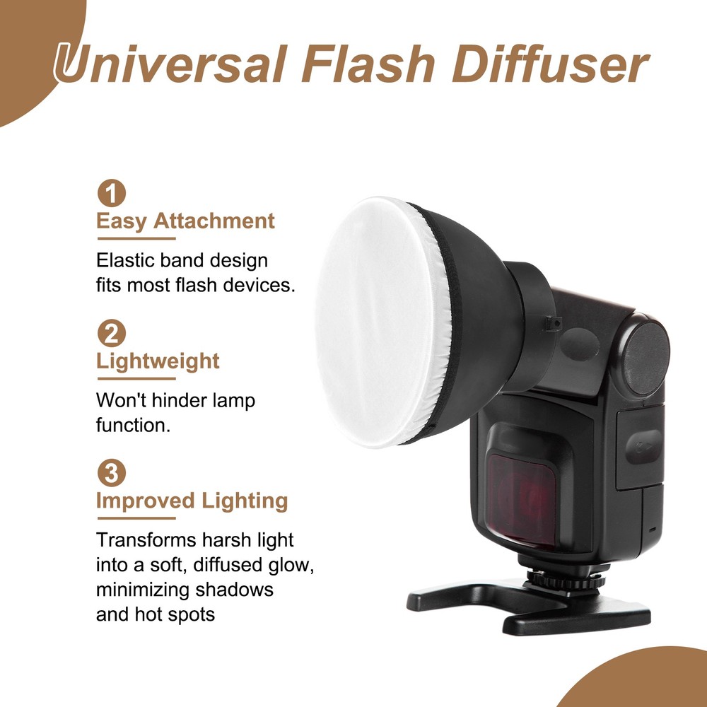 2pcs 6.3" x 6.3" Soft Mini Flash Bounce Diffuser Cap, for Flashlight, White