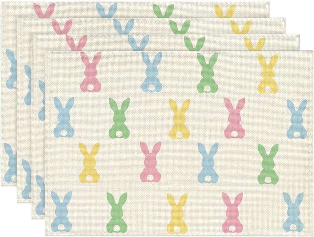 Artoid Mode Colorful Bunny 12" x 18", Rectangular 4 Pcs, Pink